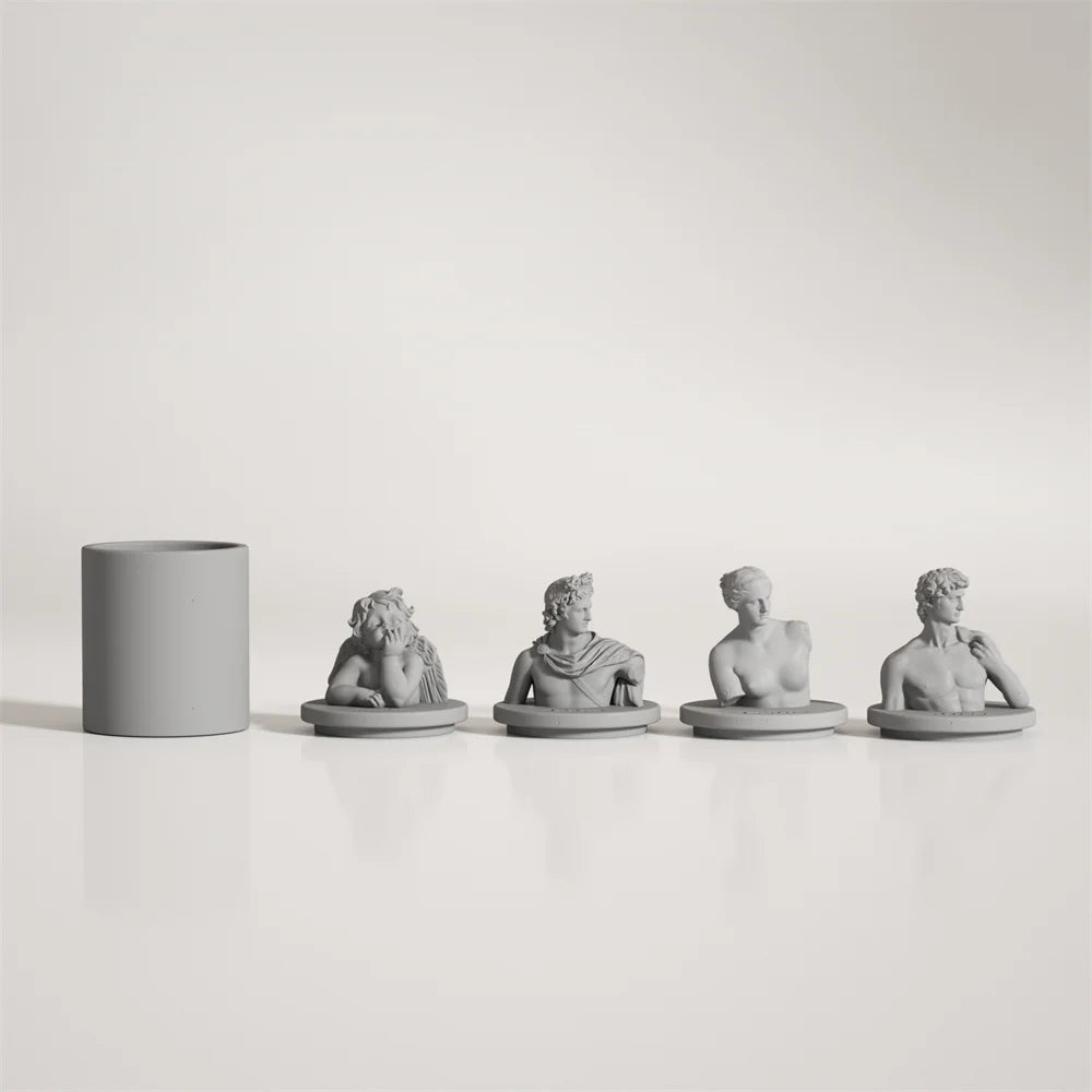 DIY Greek Sculpture Candle Jar Mold – Silicone Mold with Lid for Home Decor Candle Containers