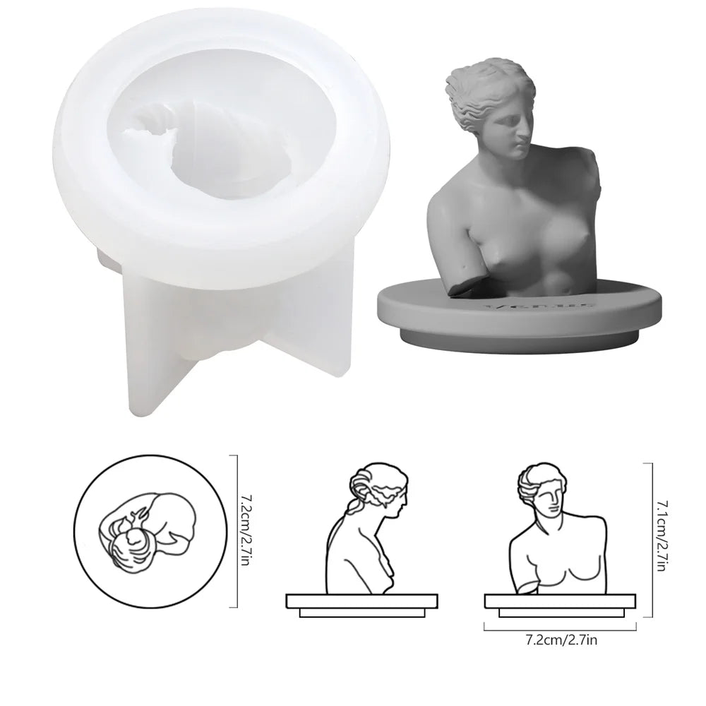 DIY Greek Sculpture Candle Jar Mold – Silicone Mold with Lid for Home Decor Candle Containers