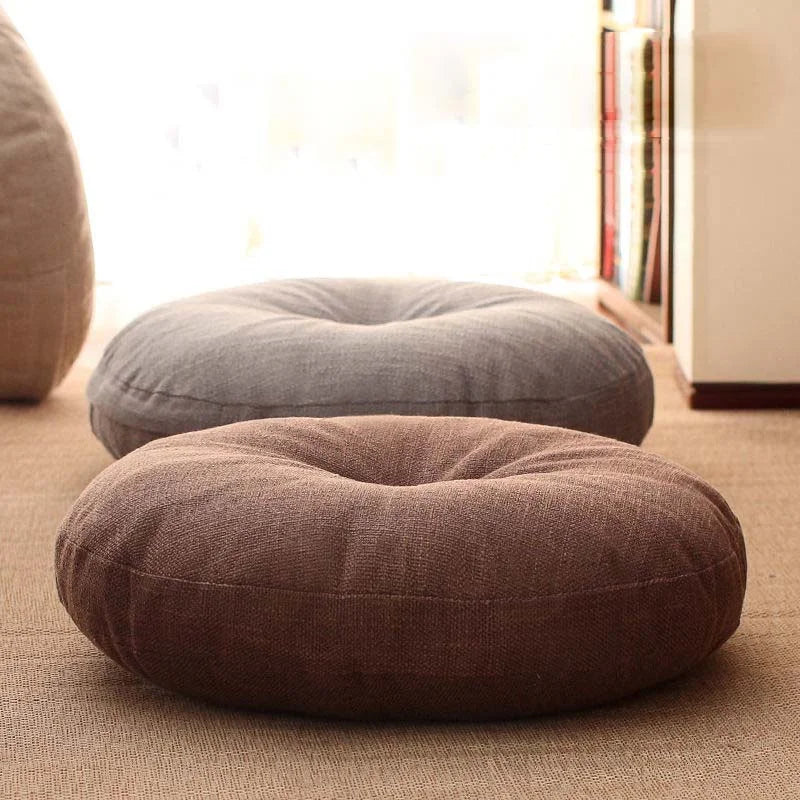 🪷 Linen Futon Floor Cushion 🧘♀️ | Japanese Tatami Round Seat Pad 🌿 | Thickened & Washable 🛋️ | Perfect for Bay Window, Yoga, Meditation & Home Decor ✨