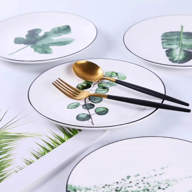 ๐ฟ 8-Inch Green Plants Ceramic Dinner Plate ๐ฝ๏ธ