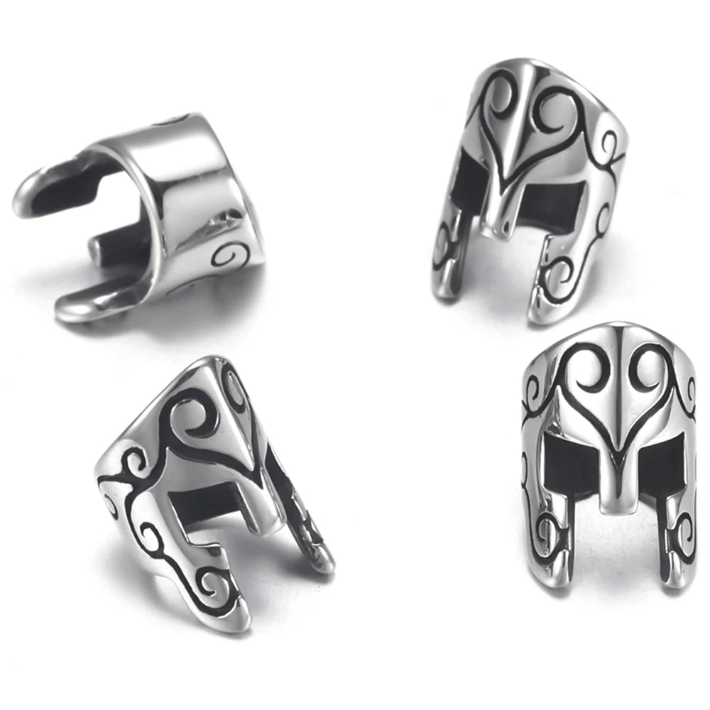 ⚔️ Stainless Steel Greek Spartan Warrior Helmet Bead Charms – 6mm Hole Metal Beads for Bracelet & DIY Jewelry Making