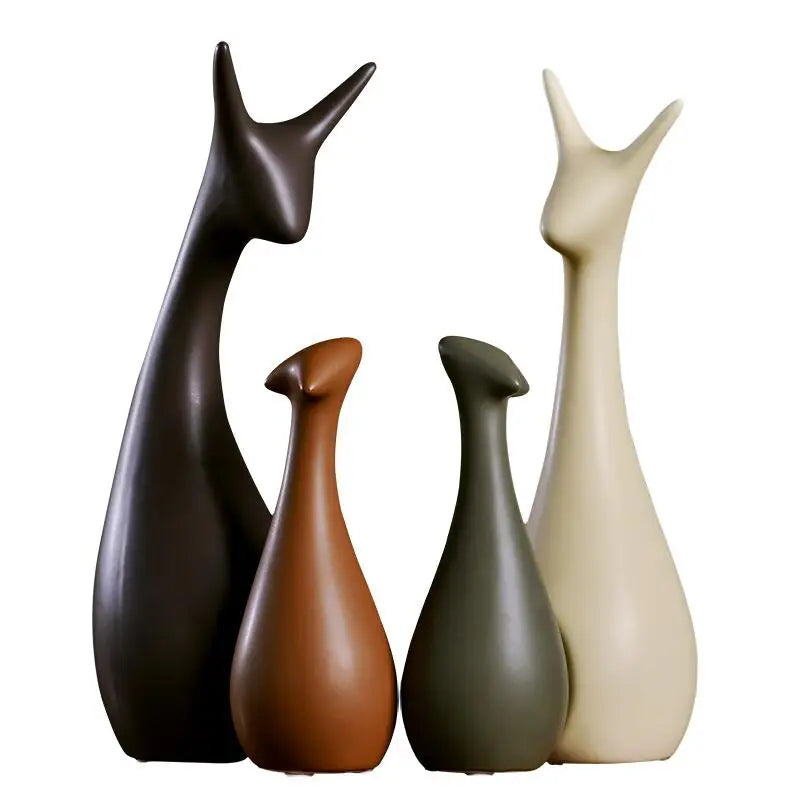 Swan and Deer Ceramic Crafts – Elegant Animal Sculptures for Living Room or Desk Display