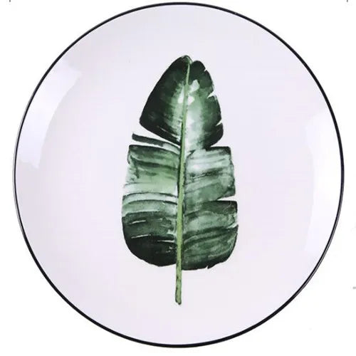 ๐ฟ 8-Inch Green Plants Ceramic Dinner Plate ๐ฝ๏ธ