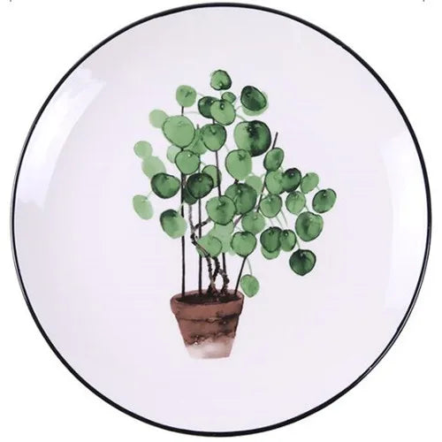 ๐ฟ 8-Inch Green Plants Ceramic Dinner Plate ๐ฝ๏ธ