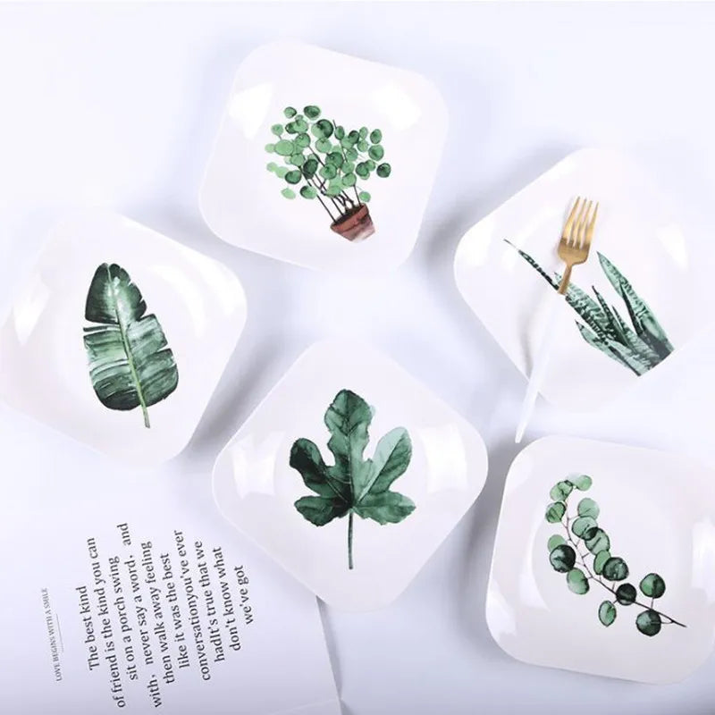 ๐ฟ 8-Inch Green Plants Ceramic Dinner Plate ๐ฝ๏ธ