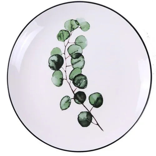 ๐ฟ 8-Inch Green Plants Ceramic Dinner Plate ๐ฝ๏ธ