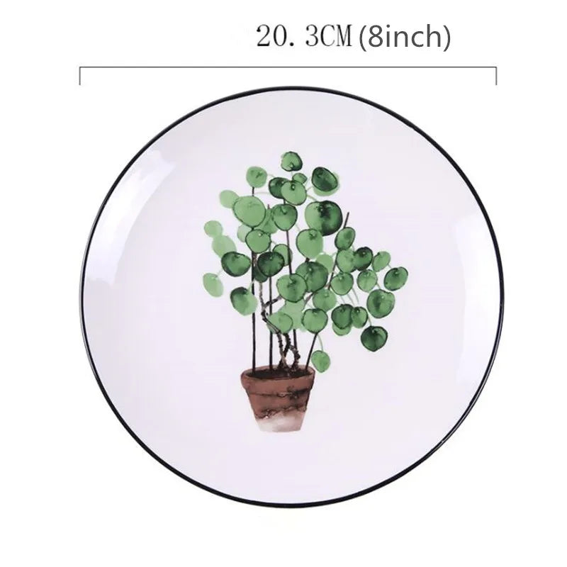 ๐ฟ 8-Inch Green Plants Ceramic Dinner Plate ๐ฝ๏ธ