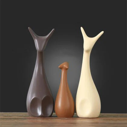 Swan and Deer Ceramic Crafts – Elegant Animal Sculptures for Living Room or Desk Display