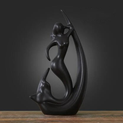 Swan and Deer Ceramic Crafts – Elegant Animal Sculptures for Living Room or Desk Display