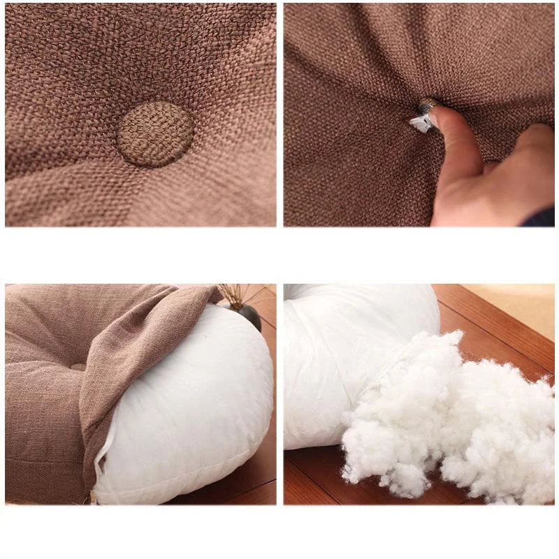 🪷 Linen Futon Floor Cushion 🧘♀️ | Japanese Tatami Round Seat Pad 🌿 | Thickened & Washable 🛋️ | Perfect for Bay Window, Yoga, Meditation & Home Decor ✨