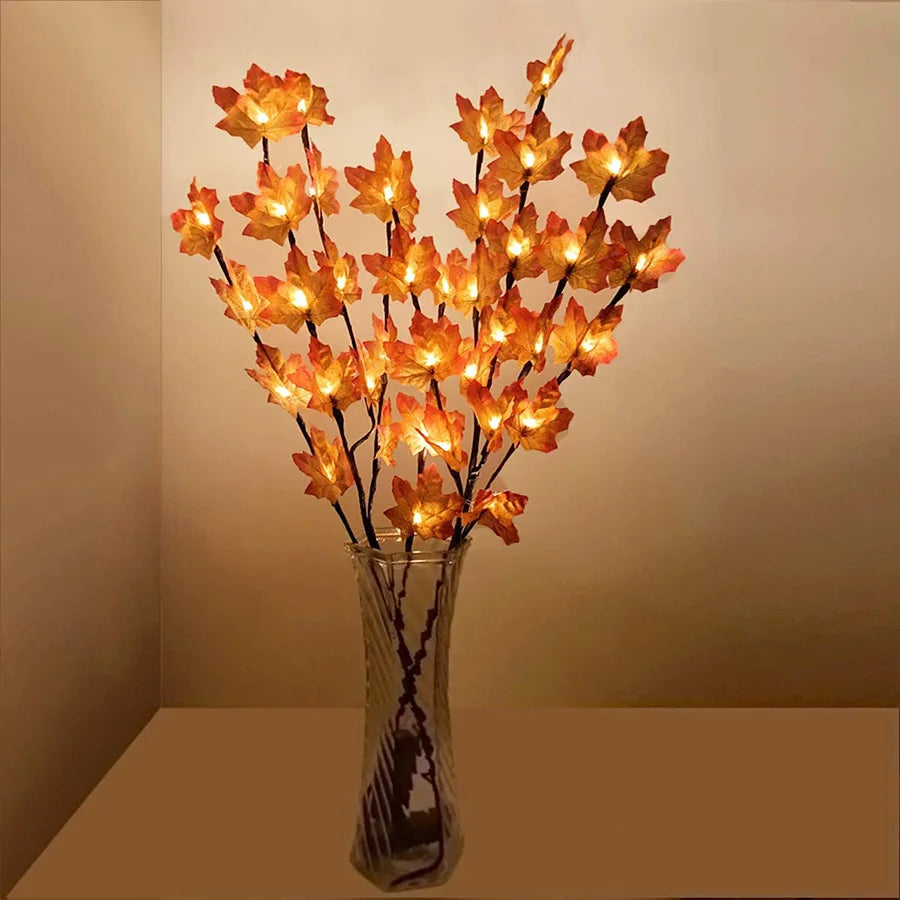 🍁 20 LED Maple Leaves Branch Lamp (Battery Powered) ✨
