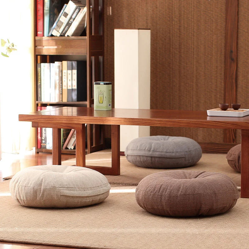 🪷 Linen Futon Floor Cushion 🧘♀️ | Japanese Tatami Round Seat Pad 🌿 | Thickened & Washable 🛋️ | Perfect for Bay Window, Yoga, Meditation & Home Decor ✨
