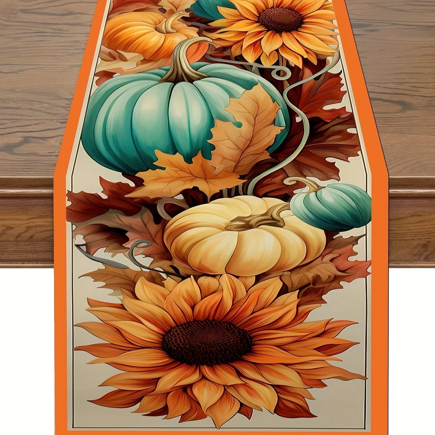 🍂 Bohemian Fall Table Runner 🎃 | Autumn Maple Leaf 🍁 & Pumpkin Pattern 🍊 | Perfect Holiday, Wedding & Home Party Decoration ✨ Thanksgiving & Halloween Decor 🕯️