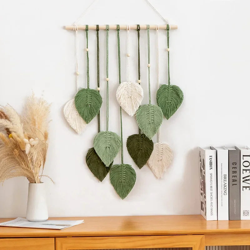 🍃 Handwoven Macramé Leaf Wall Hanging Ornament ✨