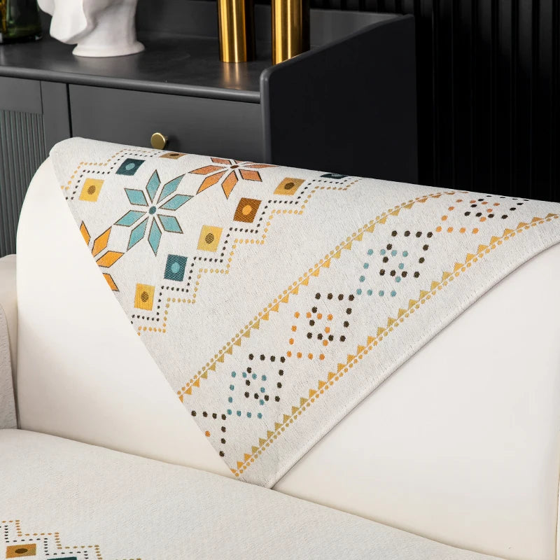 🛋️ Modern Geometric Sofa Mats – Anti-Slip, Machine Washable, Perfect for Spring & Summer