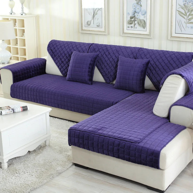 Striped Thick Warm Furry Sofa Cover – Anti-Slip Sofa Mat, Cozy Living Room Blanket or Towel