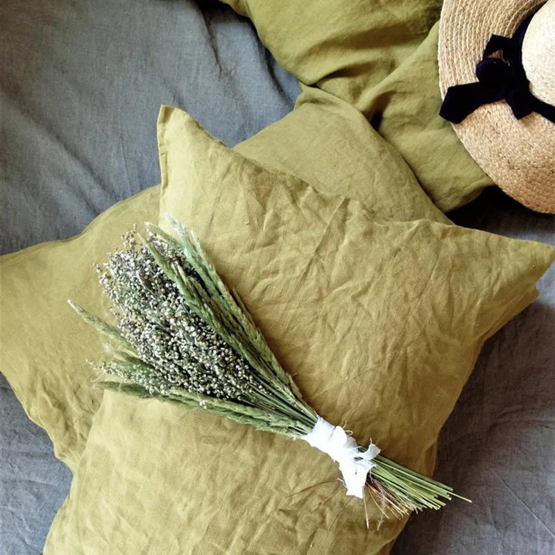 100% Linen Pillowcases – Washed Flax Pillow Shams with Envelope Closure, Soft Breathable Luxury Covers (No Insert)"