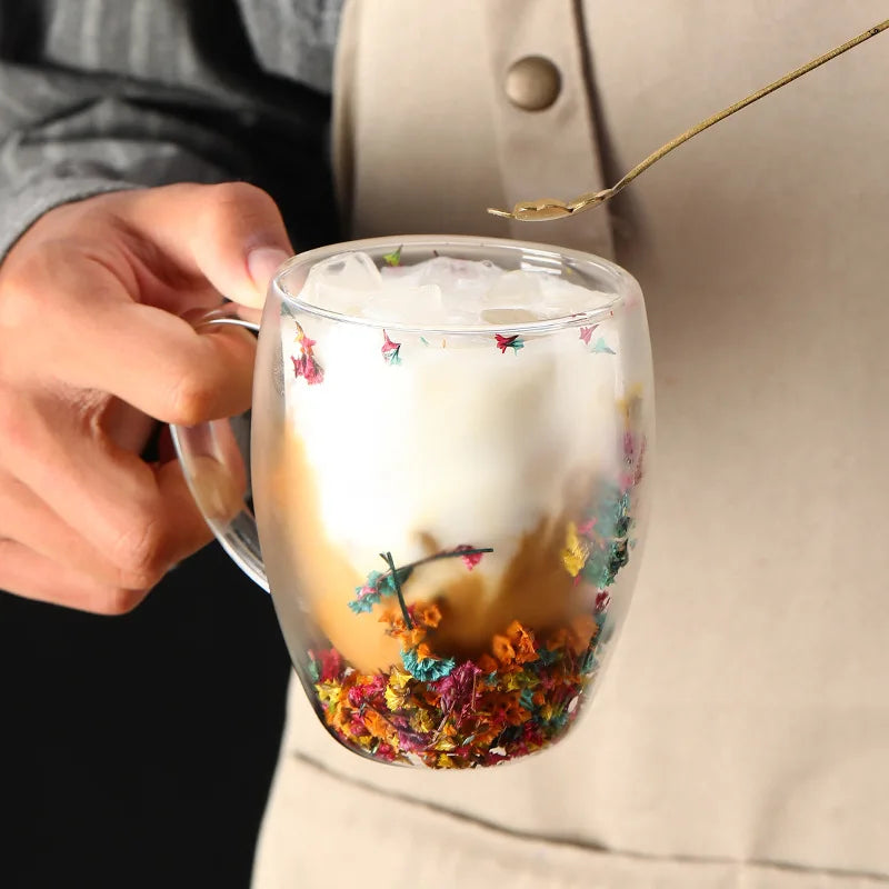 1/2/4PCS Double Wall Clear Glass Coffee Mugs ā Insulated Cups for Hot & Cold Beverages, Cappuccino & Espresso