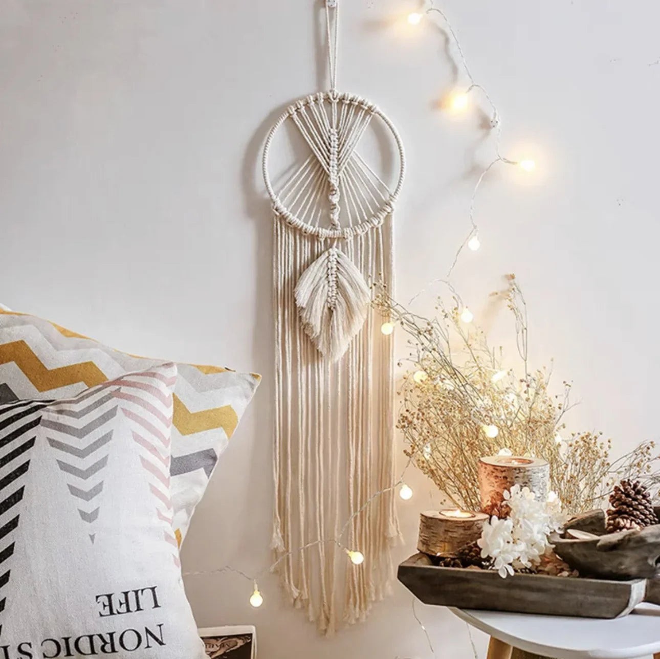 🌙 Handwoven Moon Macramé Dream Catcher Tapestry ✨