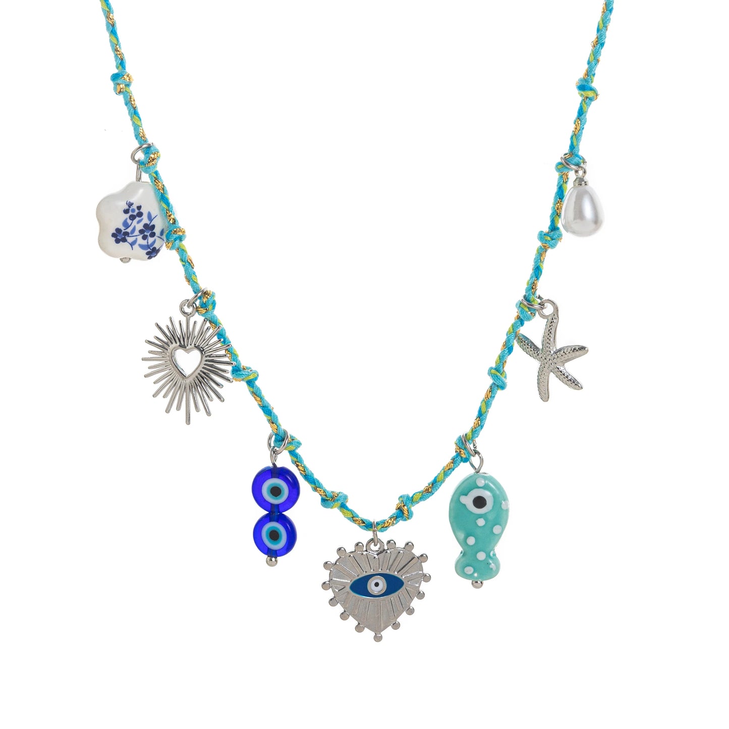 š Summer Sea Starfish & Pearl Pendant Necklace ā Colorful Rope, Gold-Platedummer Sea Love Pendant Necklace ā Starfish & Pearl Colorful Dopamine Rope, Gold-Plated Romantic Jewelry