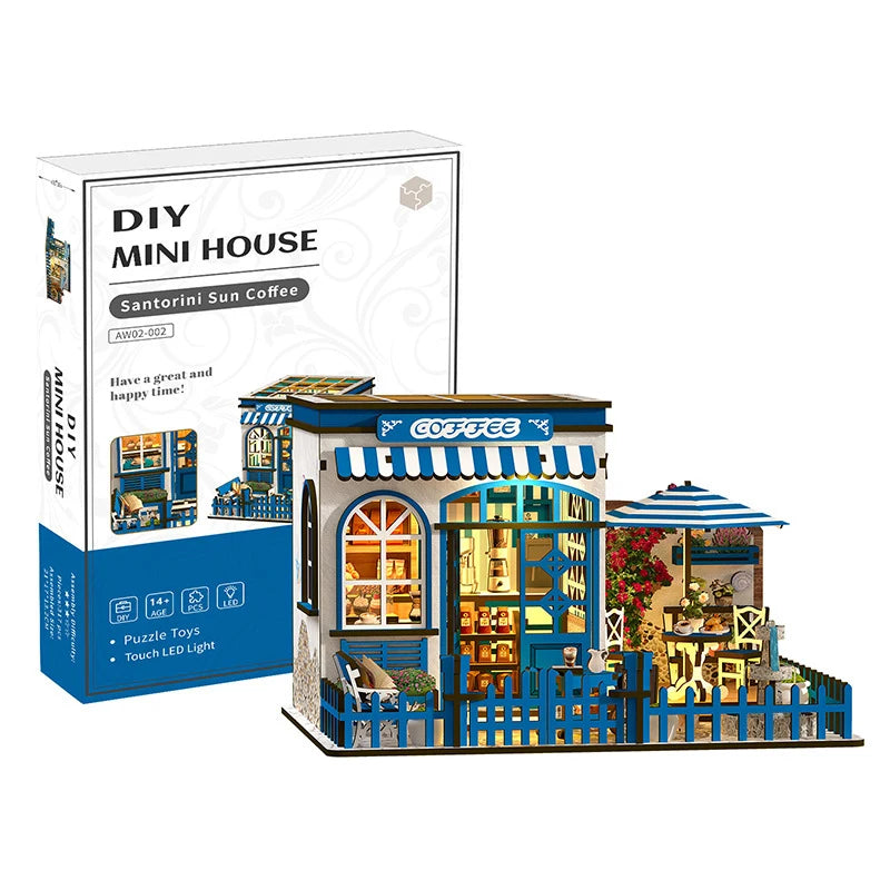 Handmade Santorini Coffee House Miniature