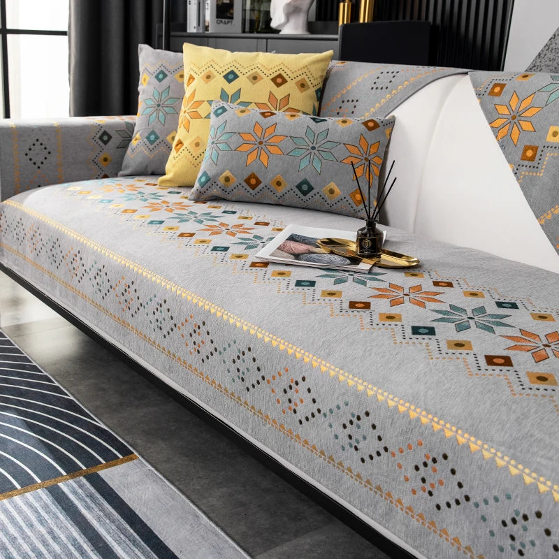 🛋️ Modern Geometric Sofa Mats – Anti-Slip, Machine Washable, Perfect for Spring & Summer