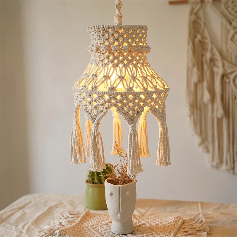 🌙 Hand-Woven Macramé Cotton Lampshade (Boho DIY Decor) ✨