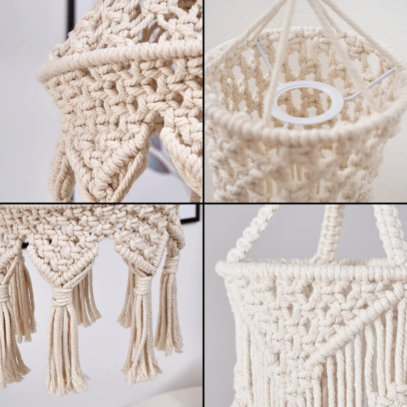 🌙 Hand-Woven Macramé Cotton Lampshade (Boho DIY Decor) ✨
