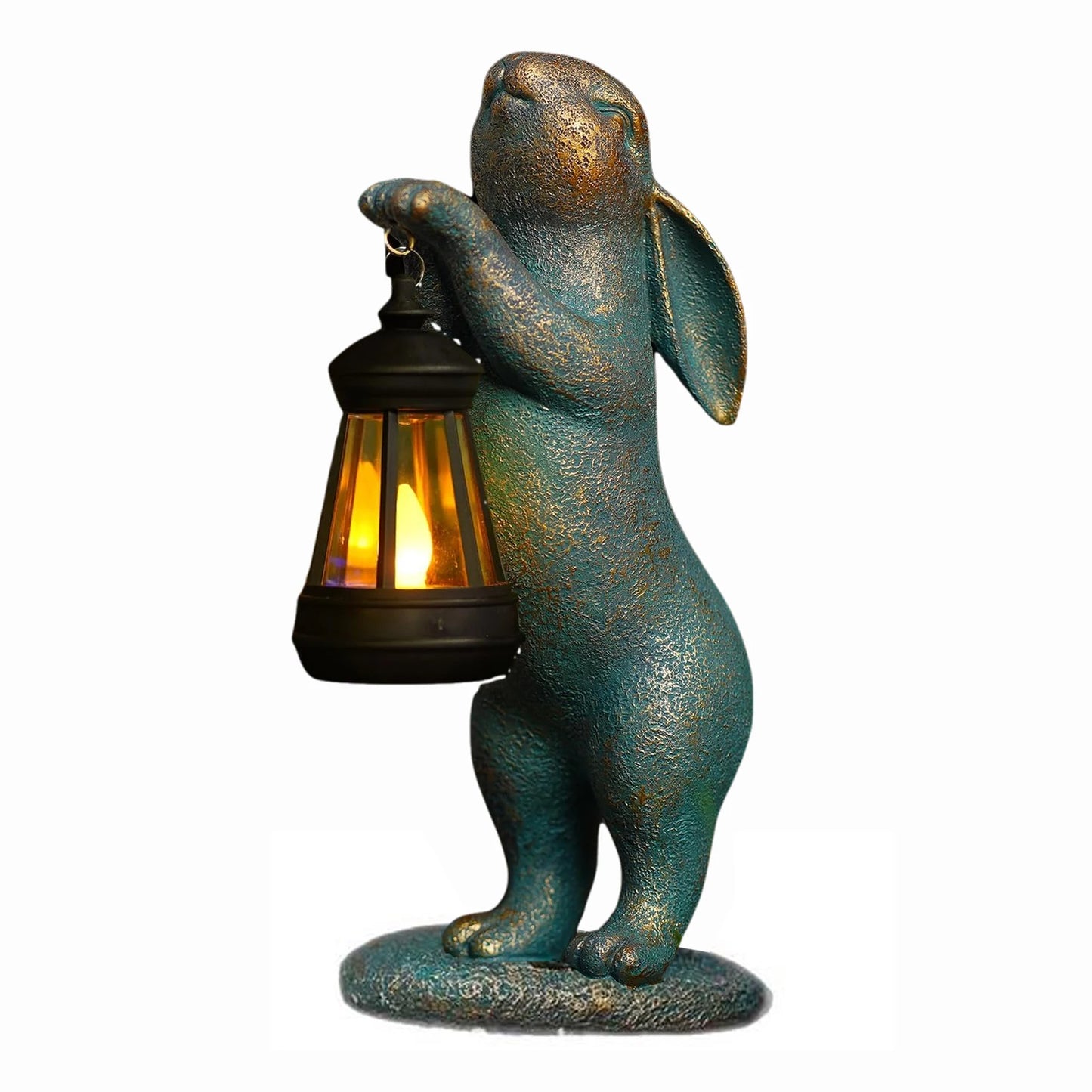 Garden Statue Rabbit with Solar Lantern – Outdoor Bunny Figurine for Patio, Yard & Lawn Décor, Gift Ornament