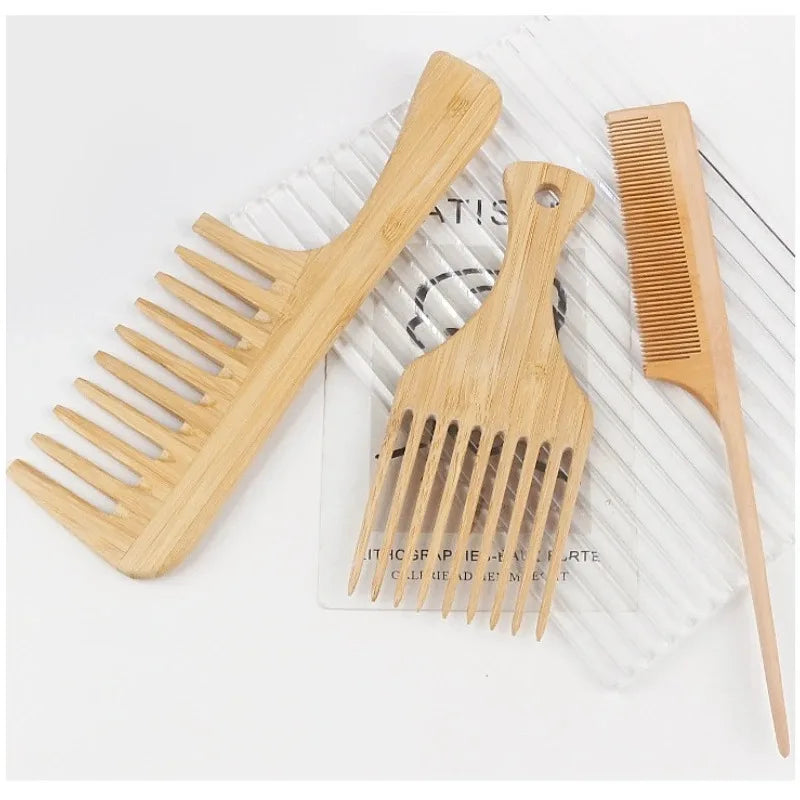 šæ Natural Bamboo Wooden Hair Comb ā Anti-Static Wide Tooth & Styling Tool