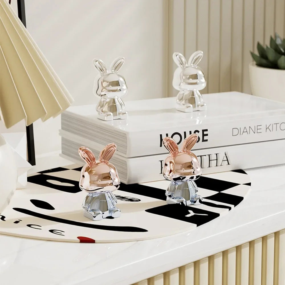 Long-Eared Rabbit Figurine – Decorative Bunny Statue for Home, Center Console & Ornaments