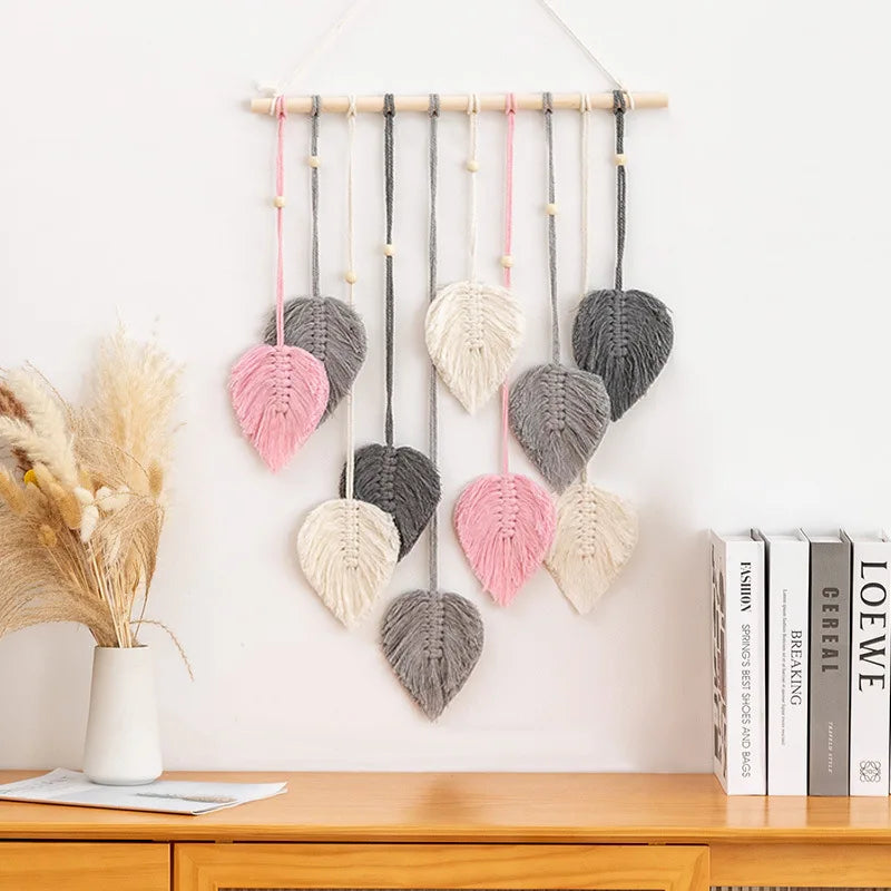 🍃 Handwoven Macramé Leaf Wall Hanging Ornament ✨