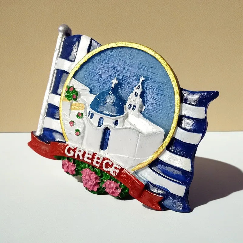 Greece Refrigerator Magnets ā 3D Resin Souvenirs with Landmarks