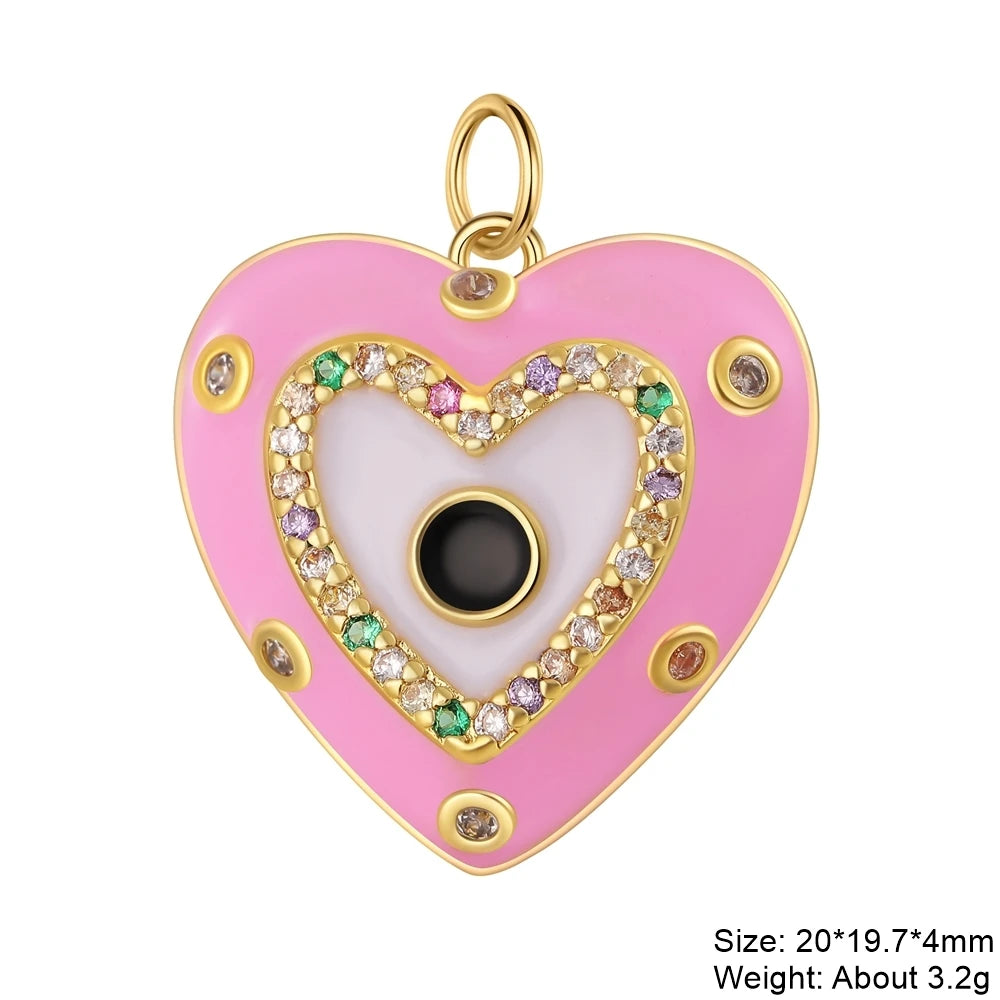 👁️ Juya 18K Gold Plated Greek Evil Eye Charms – Handmade Luxury Pendants with Cubic Zirconia for DIY Jewelry Making