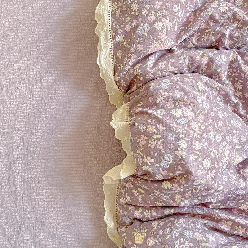 🌸✨ INS Princess Bedding Set 👑 | Ruffle Lace Quilt Cover 💕 Romantic Korean Style Floral 🌷 Bedclothes for Women & Girls 🛏️💖