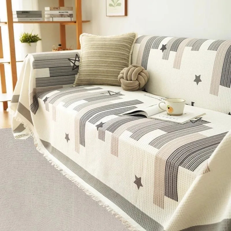 Universal One-Piece Sofa Cover – Cotton Linen or Faux Leather, Anti-Slip, Modern Simple Style Home Fabric