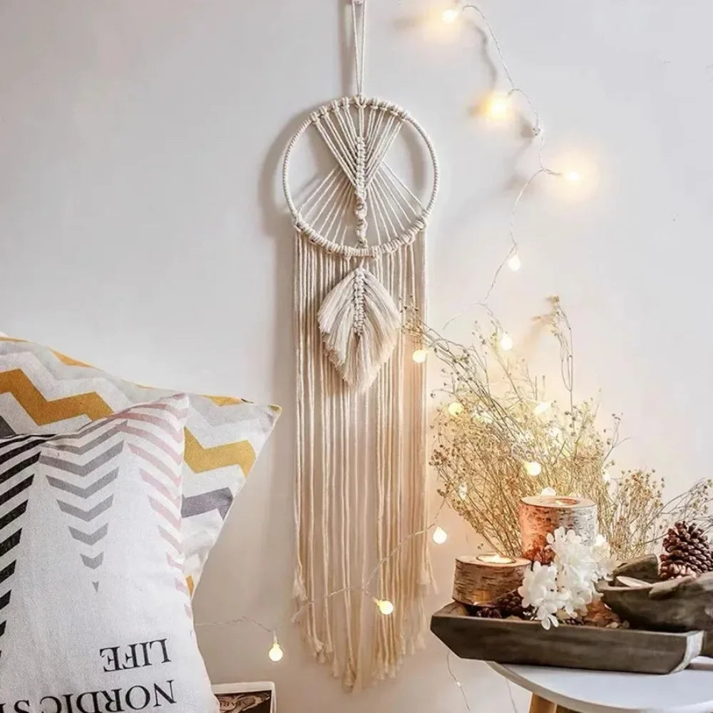 🌙 Handwoven Moon Macramé Dream Catcher Tapestry ✨