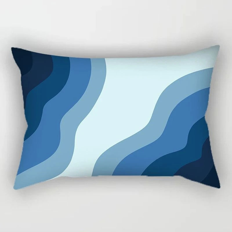 Luxury Blue Rectangle Pillow โ Modern Geometric Accent for Sofa or Couch