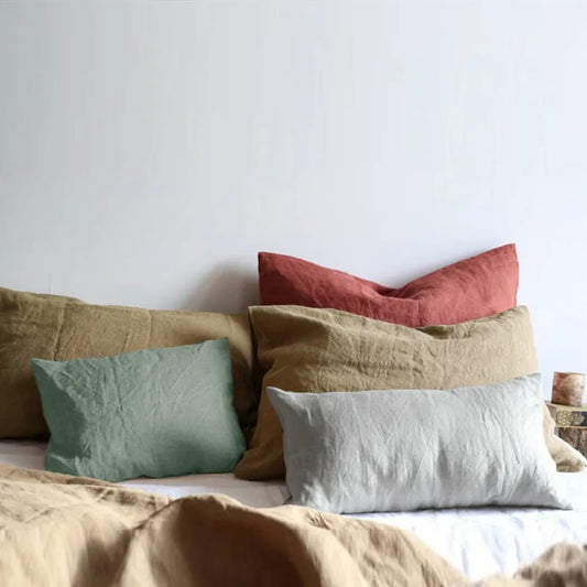 100% Linen Pillowcases โ Washed Flax Pillow Shams with Envelope Closure, Soft Breathable Luxury Covers (No Insert)"