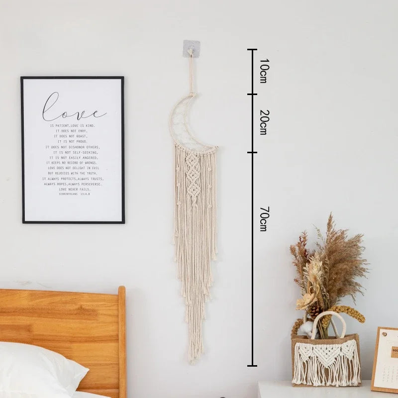 🌙 Handwoven Moon Macramé Dream Catcher Tapestry ✨