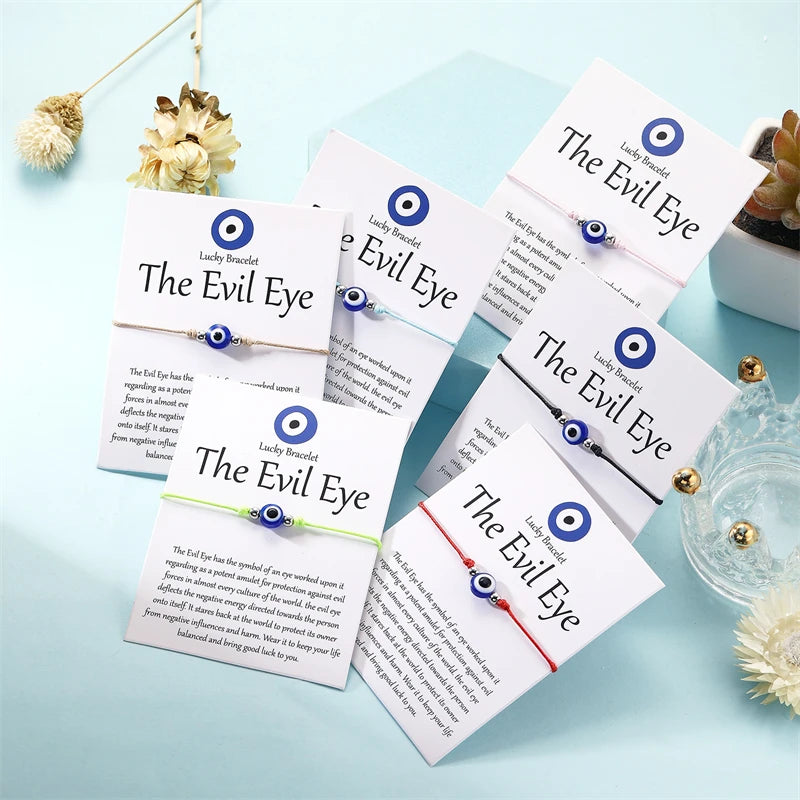 Unisex Evil Eye Amulet Bracelet – Blue Wax Rope, Adjustable & Lucky Friendship Jewelry