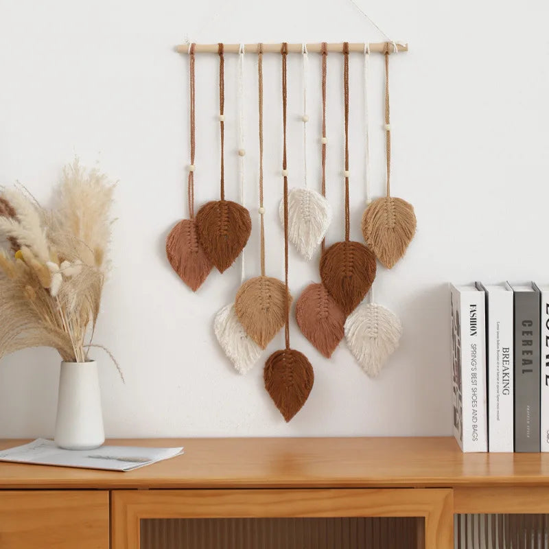 🍃 Handwoven Macramé Leaf Wall Hanging Ornament ✨
