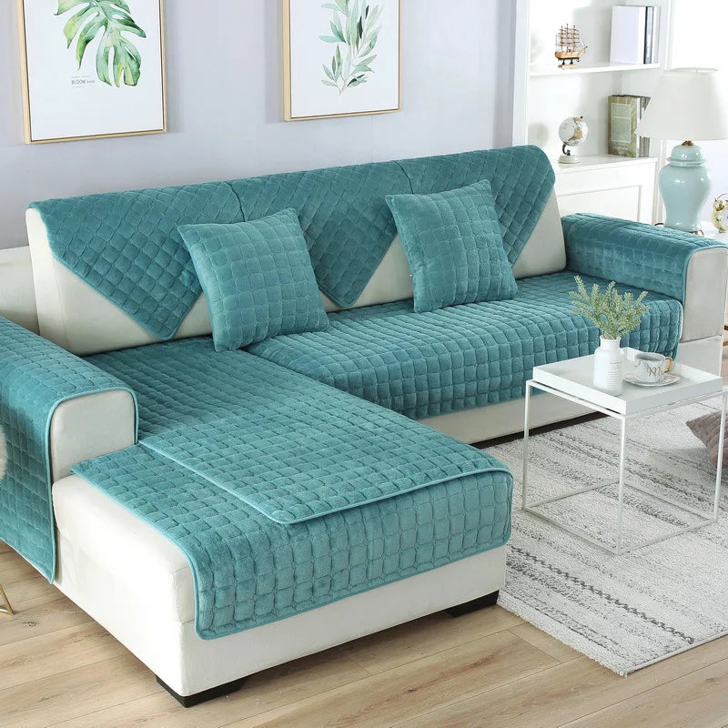Striped Thick Warm Furry Sofa Cover – Anti-Slip Sofa Mat, Cozy Living Room Blanket or Towel