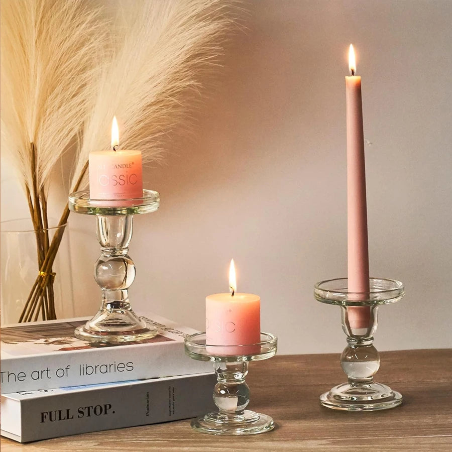 ✨ Crystal Glass Candle Holders 🕯️ | Cone-Shaped Design 💎 | Perfect for Weddings, Dining Tables & Home Decor 🌸