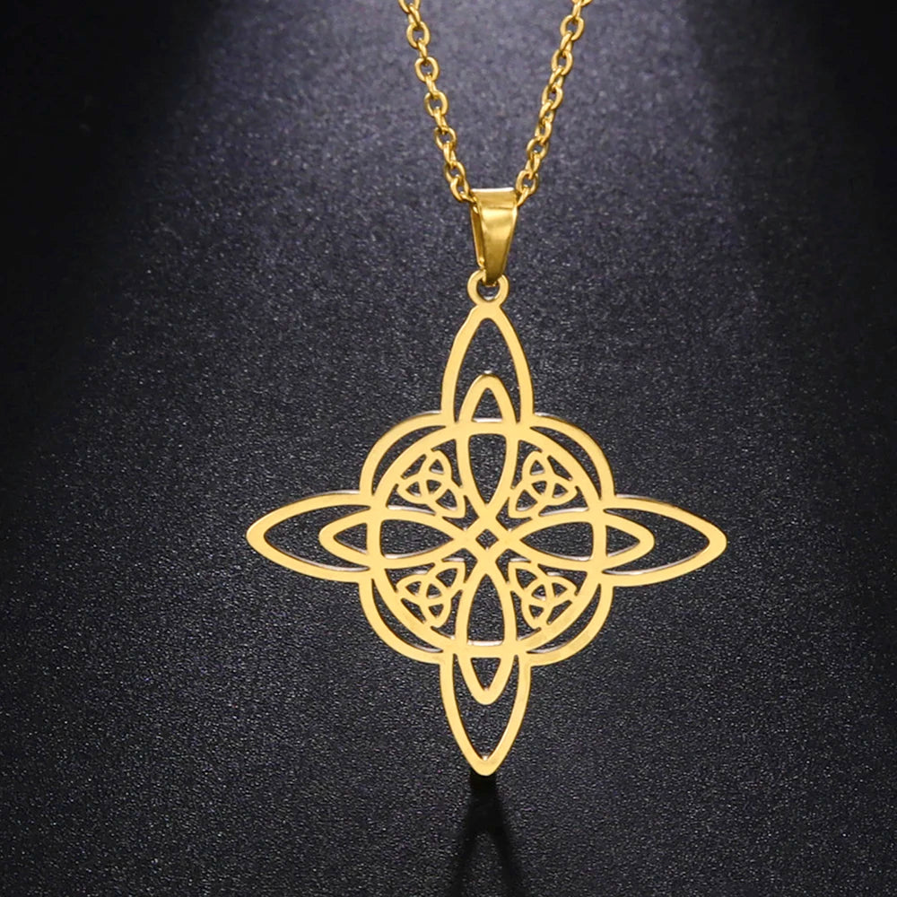 🛡️ Ancient Greek Mythology Witch Knot Necklace – Stainless Steel Protection Amulet for Women | Wiccan & Spiritual Jewelry