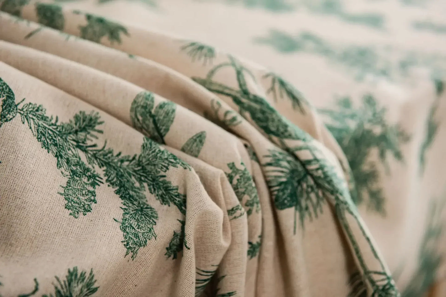 🍃 Cotton Linen Pine Printed Rectangular Tablecloth 🏡 | Handmade Pastoral Style 🌿 | Perfect for Dining, Parties, Weddings & Home Decor ✨