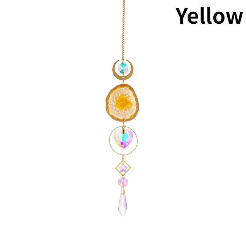 Sun & Moon Crystal Suncatcher – Prism Rainbow Hanging Ornament for Window, Garden, and Patio Decoration