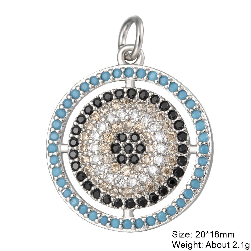 👁️ Juya 18K Gold Plated Greek Evil Eye Charms – Handmade Luxury Pendants with Cubic Zirconia for DIY Jewelry Making
