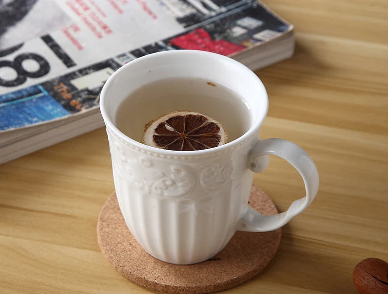 White Embossed Snow Mug – Cute Porcelain Coffee Cup for Christmas & Everyday Joy