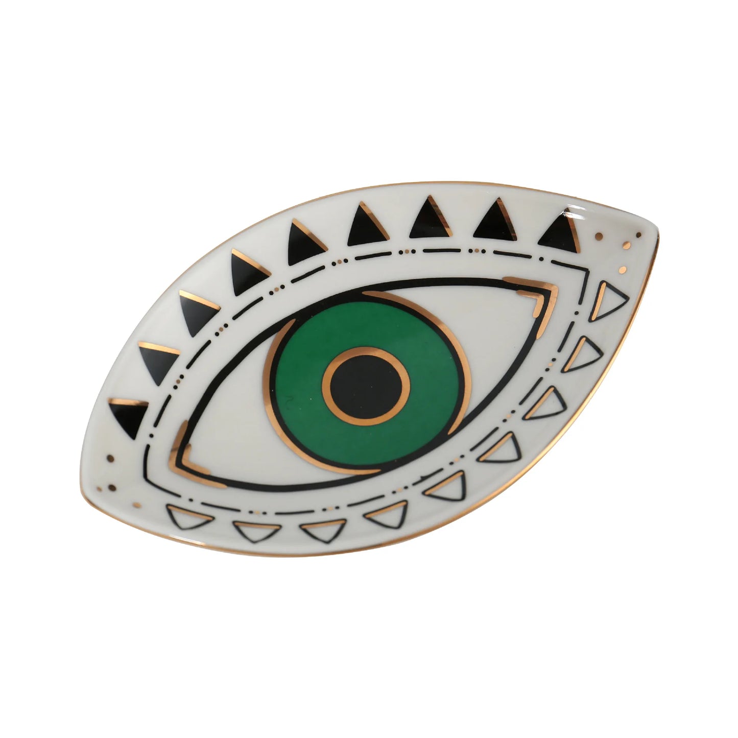 Greek Evil Eye Ceramic Jewelry Tray – Trinket Dish for Rings, Earrings & Necklaces – Decorative Plate for Home Decor